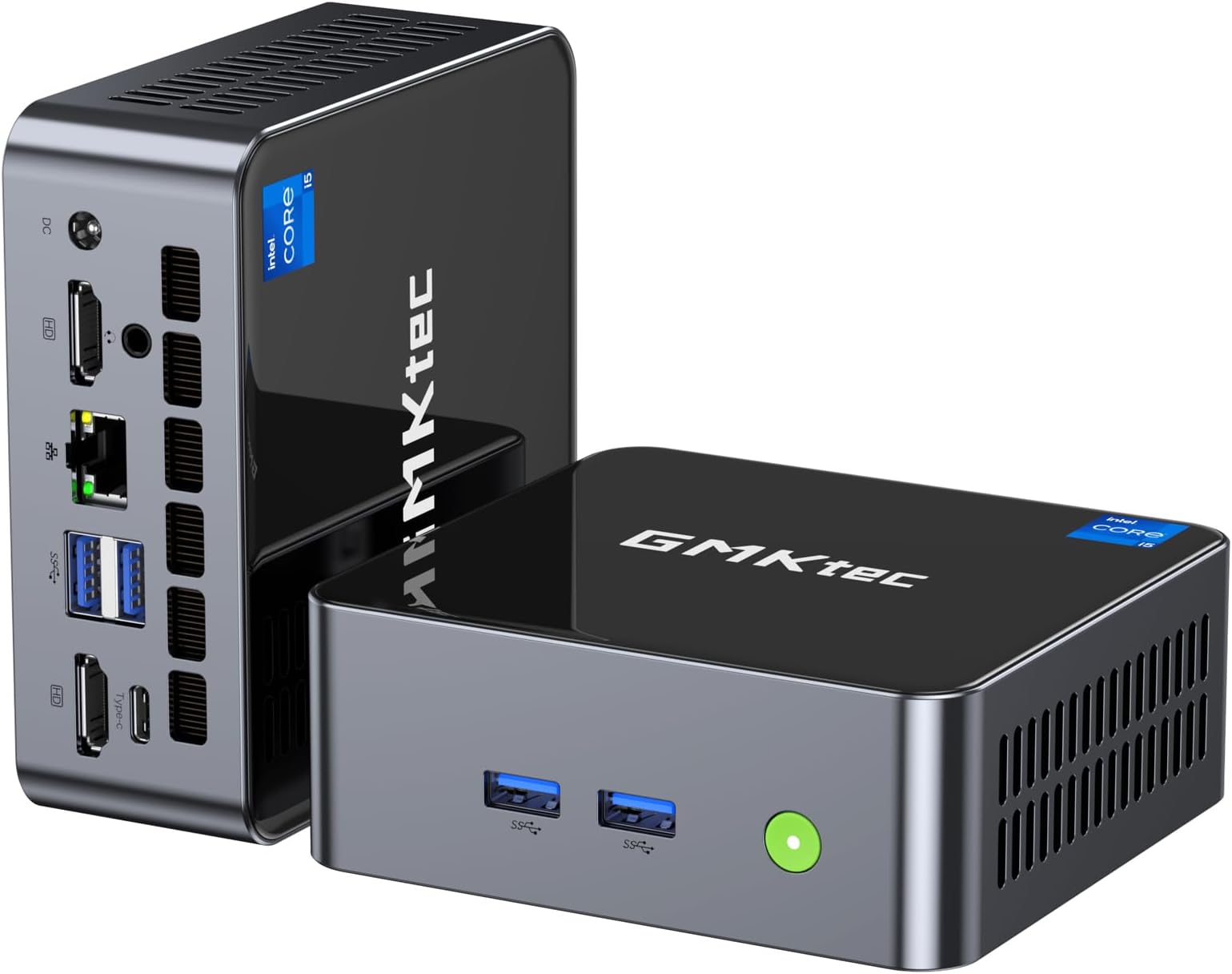Mini PC Desktop Computers GMKtec PC Intel i5-12450H(Turbo 4.4 GHz) 32GB（16X2） DDR4 3200MHz 1TB M.2 PCIE3.0 NVMe SSD Mini, USB 3.2/WiFi 6/BT5.2, 2.5G Ethernet/Type-C(DP/Data)/HDMI*2/ 4K Triple Display