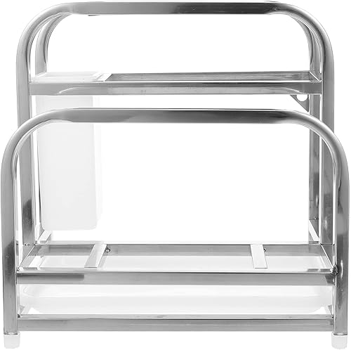 Hemoton Soporte de acero inoxidable para tabla de cortar, soporte para tabla de cortar, organizador de almacenamiento de cocina, soporte de