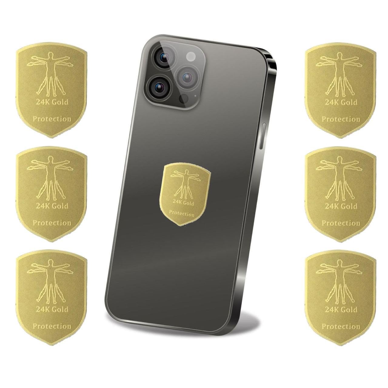 AlphaDesignLuxe 24K Gold Protection Stickers 6-Pack – Stylish Wellness Tags for Phones, Tablets & Electronics – Decorative Device Support Stickers