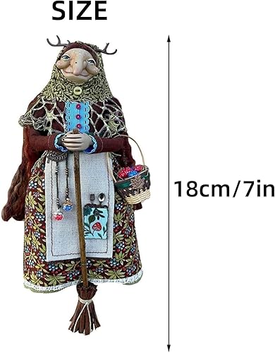 Miniatura 7 de Muñeca de bruja de cocina hecha a mano, muñeca de bruja para colgar en la decoración de la puerta, decoración colgante de bruja de la suerte para