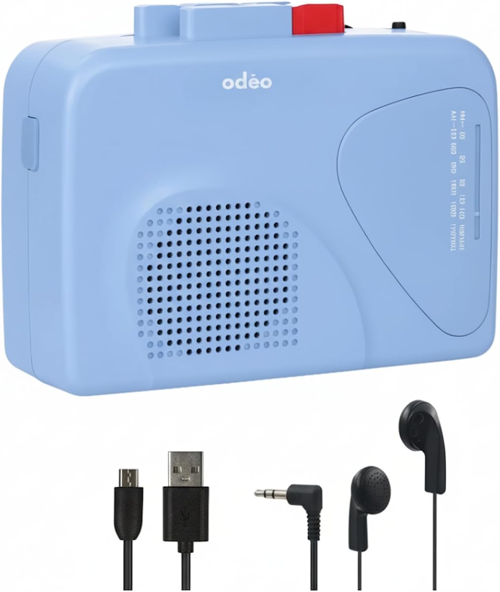 Cassette Tape Player | Portable Battery Operated | Radios Portable AM FM with Built-in Speaker, Tape Voice Recorder, VAS, Aux In Port | Includes Wired Earbuds for Music and Travel