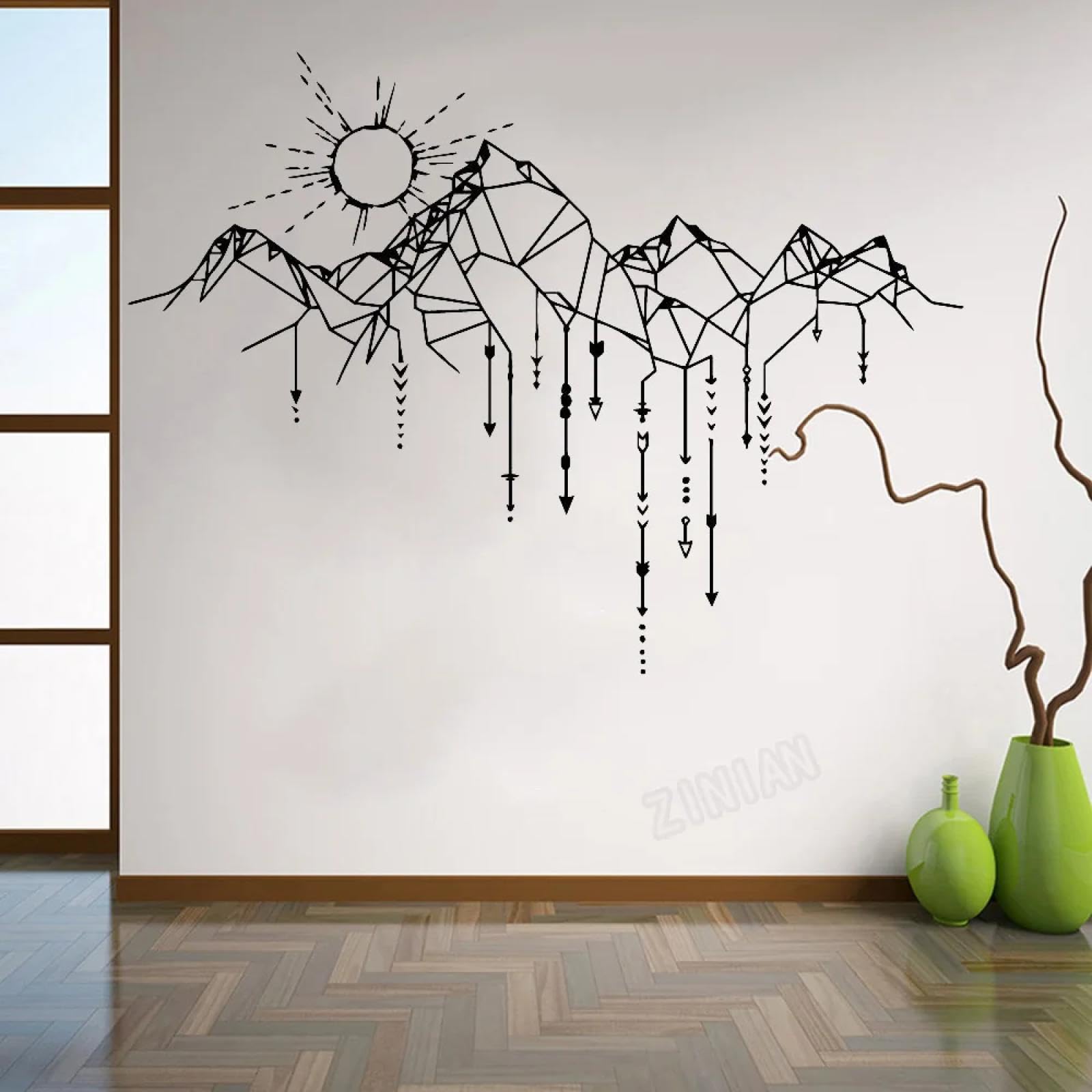 WEIMEIJIE Geometric Gable wall Decals, Living Room Vinyl wall Decals, School classrooms, Dormitories, Libraries, Modern Nursery wall Decals, Flowers.