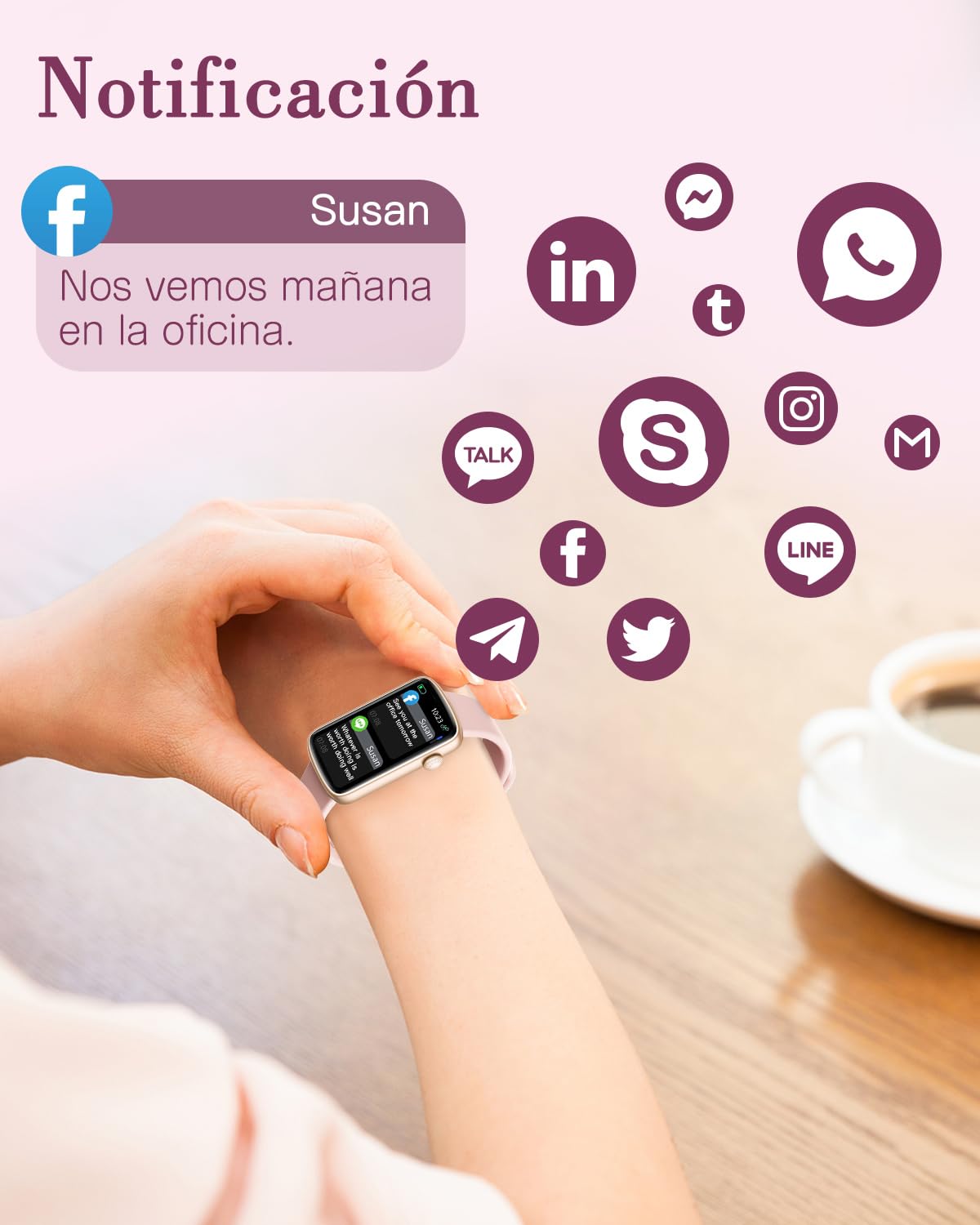 Reloj Inteligente para Mujer con Oxímetro, IP68 Impermeable, DIY Esfera, Monitor Sueño, Podómetro, Pulsómetro, Smartwatch para Android iOS (Rosa)