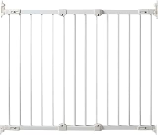 KidCo 28-42.5" Angle Mount Safeway Angeled Baby Gate for Stairs with Banister or Uneven Walls | No-Trip Top of Stairs Baby Gate No Bottom Bar | Quick-Release Mounted Hardware (White)