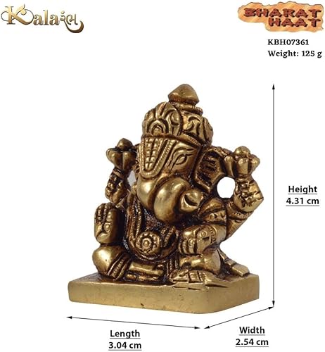 Miniatura 2 de Bharat Haat Dagdu Ganesh Idol Art Murti Home Office Temple Mandir Pooja Puja Room Handicraft Brings Prosperity | Amarillo - 1.2 x 1 x 1.7 pulgadas