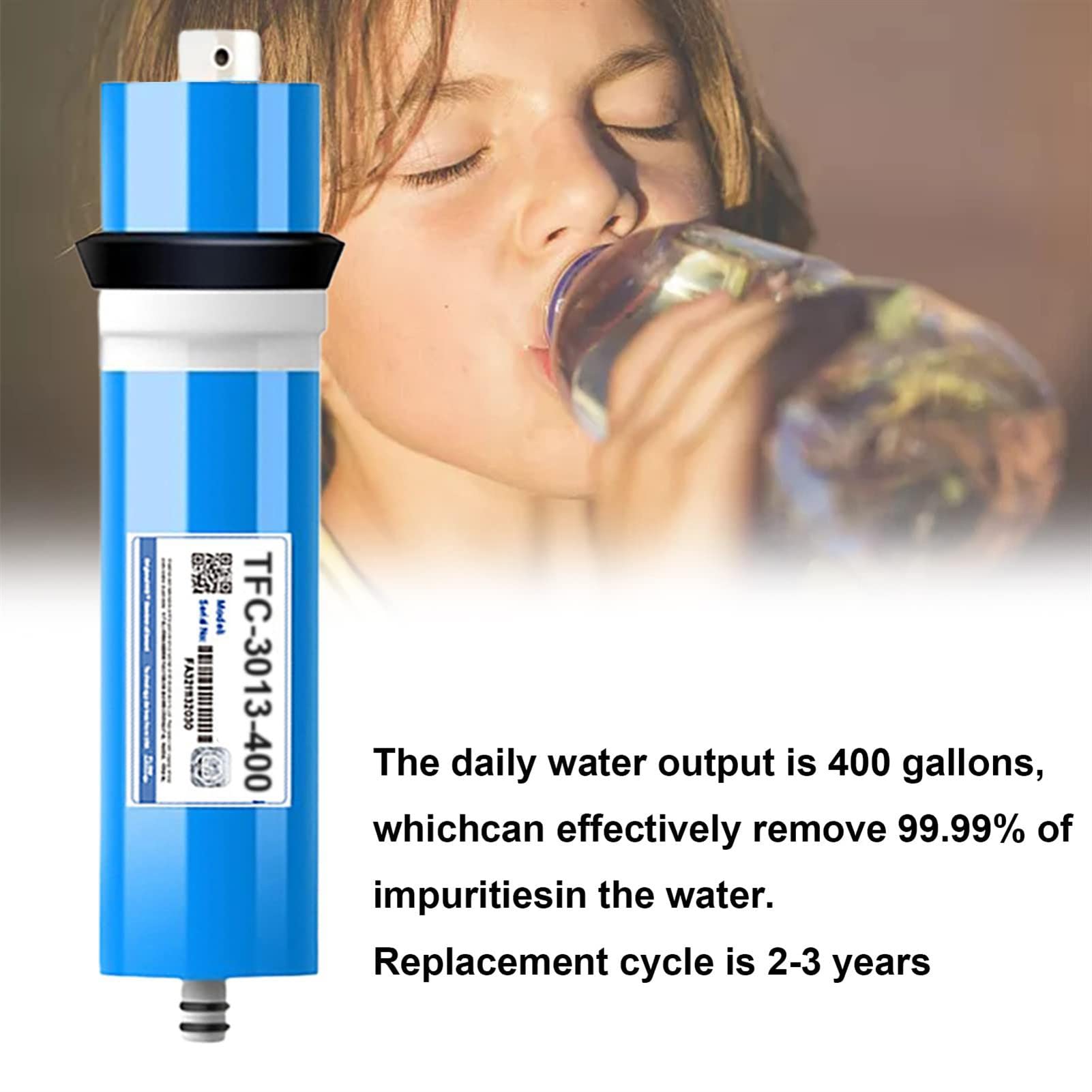 Cartuchos de filtro de agua de membrana de ósmosis inversa, paquete de 2 para sistemas debajo del fregadero, filtración de 100 g por día, purificación de agua de alto rendimiento