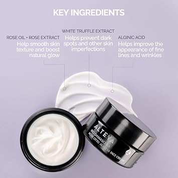 Alteya Organics Face Cream Certified Organic Skin Care 1.7 Fl Oz/50 mL Bio Damascena Award-Winning Ageless Rose Otto Face Moisturizer With Organic Bulgarian Rose Oil Firming, Deeply hydrating and Brightening