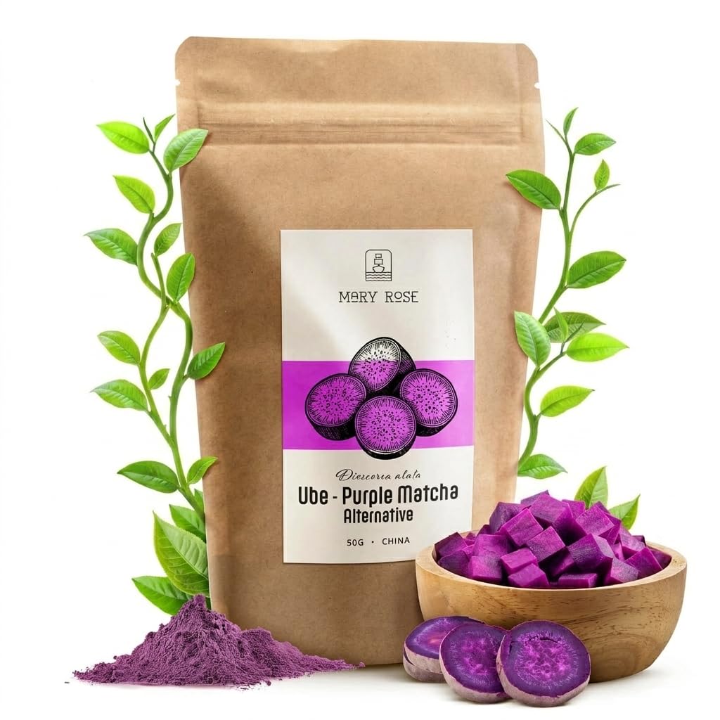 Mary Rose Purple Matcha Alternative Ube 50 g – 100% Ube in Polvere Viola Naturale, Senza Caffeina, Gusto Dolce e Cremoso, Ideale per Latte, Bevande e Dessert Creativi