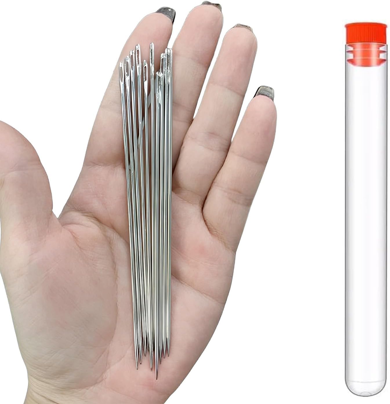10 Pieces Upholster Sewing Needles Large Eye Needle for Hand Sewing Act Embroidery Leather Craft and Jewellery (5 Inch)