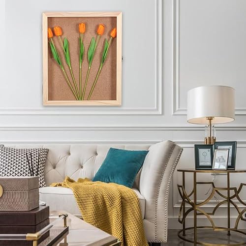 Miniatura 7 de Caja de sombra grande de 14 x 18, vitrina grande de madera natural con puerta magnética para ramo de flores de boda, artículos antiguos