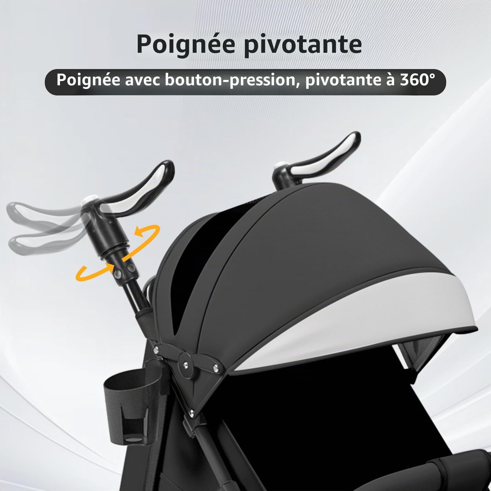 Poussette avec dossier réglable, de 6 mois à 4 ans, pliable, poignée réglable, jusqu'à 10 kg (noir)