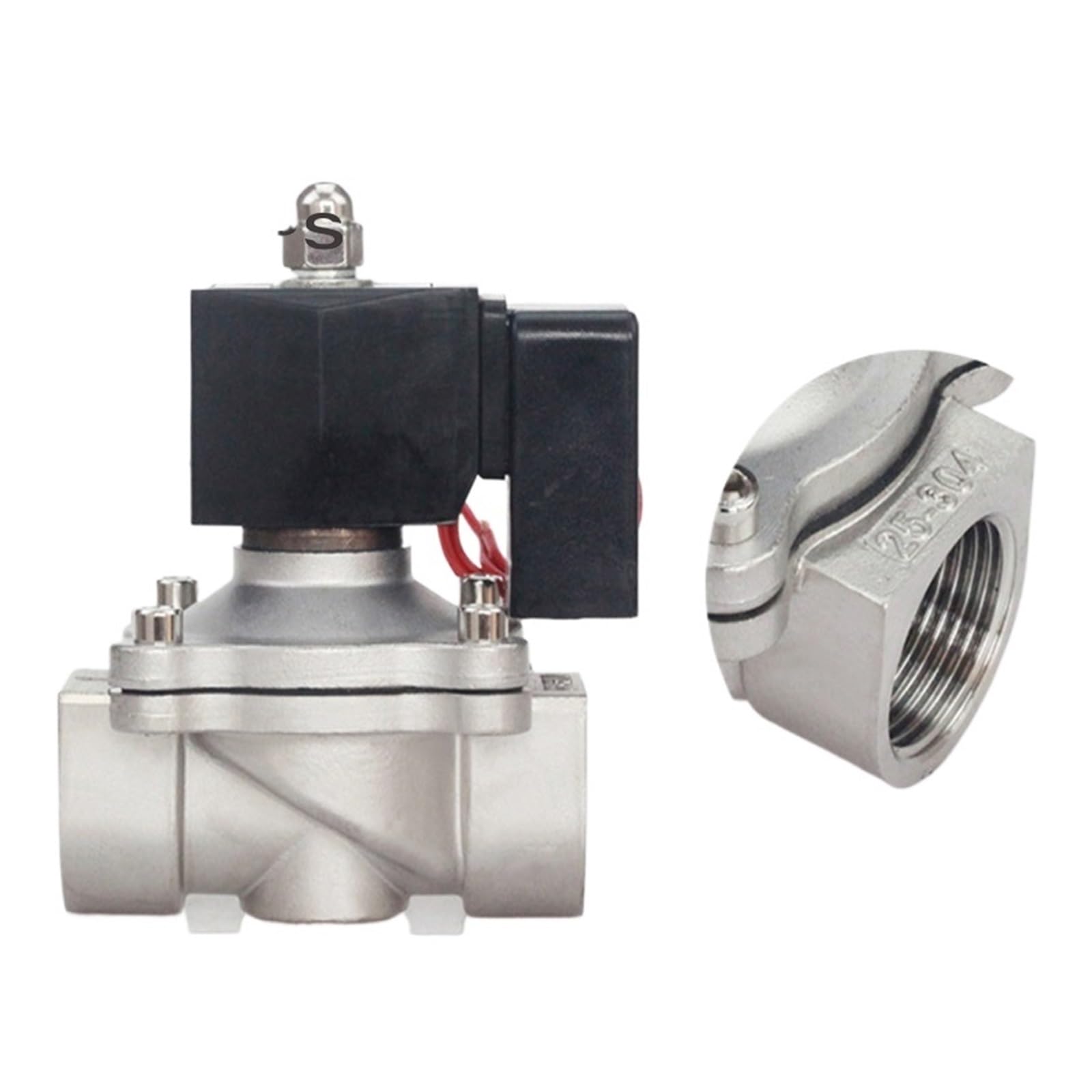 Électrovanne 1-1/4 acier inoxydable évite surchauffe normalement fermée