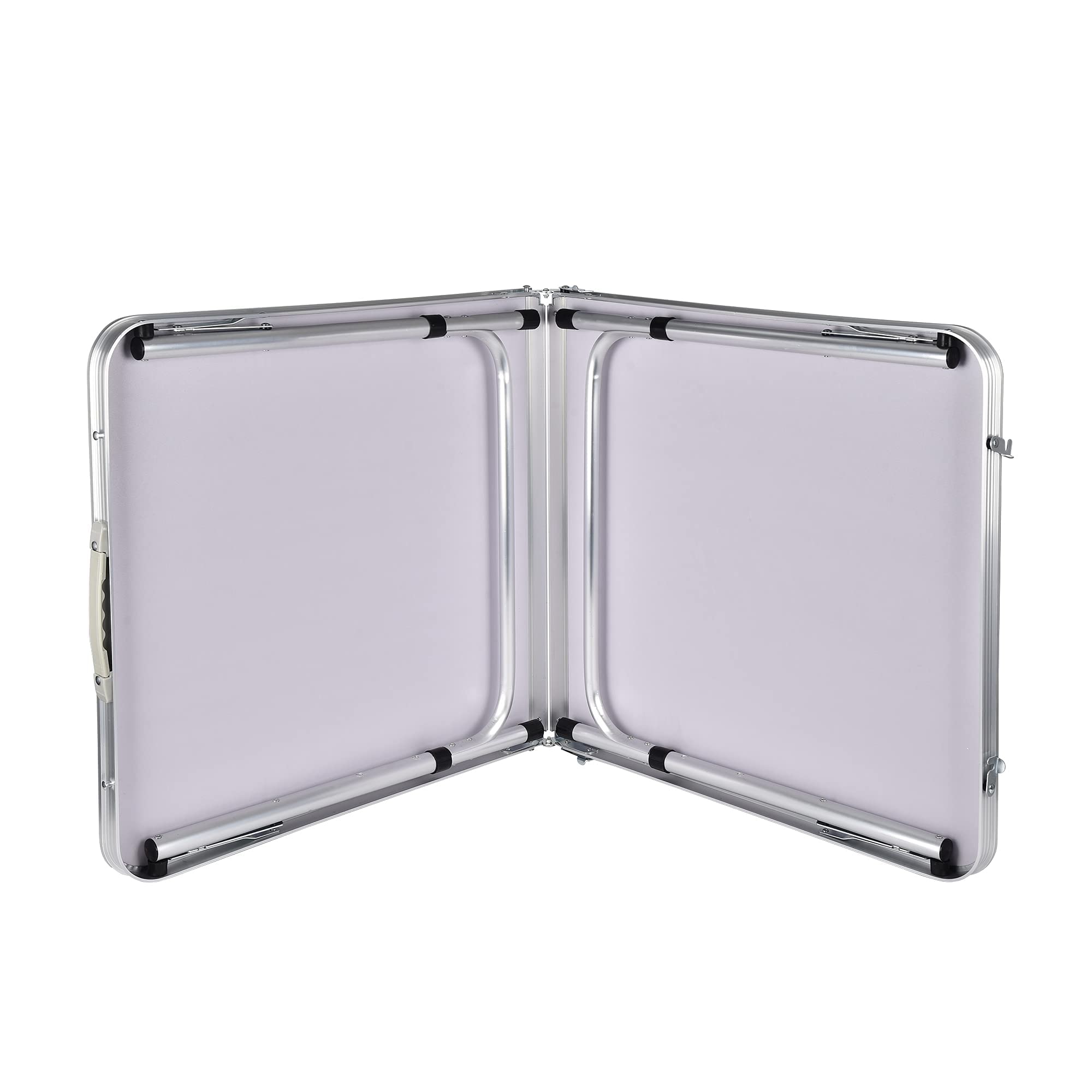 Mesa plegable portátil ligera de 3 pies para picnic y catering, altura ajustable, construcción de aluminio, asa de fácil transporte, color blanco