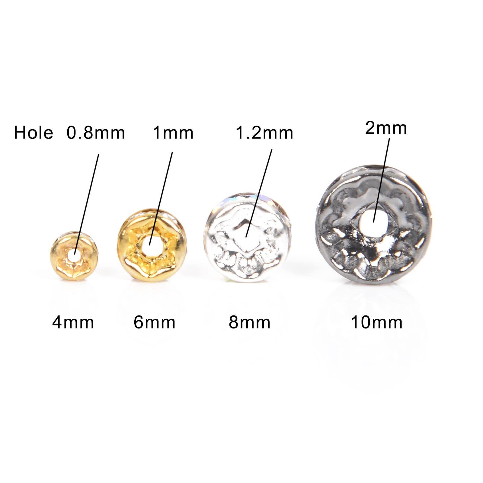 Trollbeads Oro 100 Perline Distanziali Rondelle Cristallo - Trasparenti, Placcate Oro/Argento, 4 Taglie, Per Gioielli Spacer Beads Oro Argento
