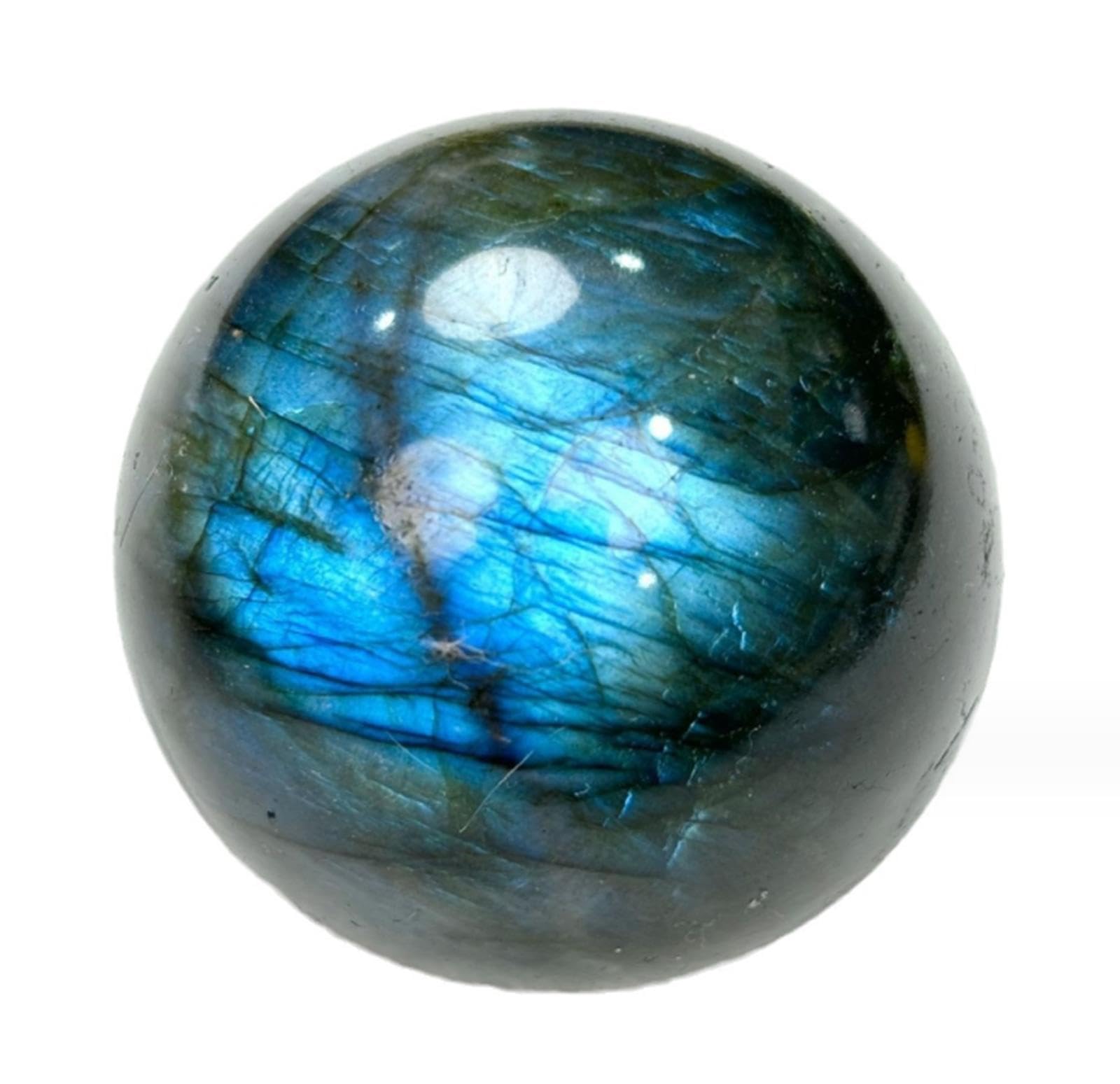 RVBLRDSE Labradorite Crystal Ball Gemstone Blue Flashy Round Sphere Collection Ornament for Divination Home Office Decor,100mm Gemstone Stone