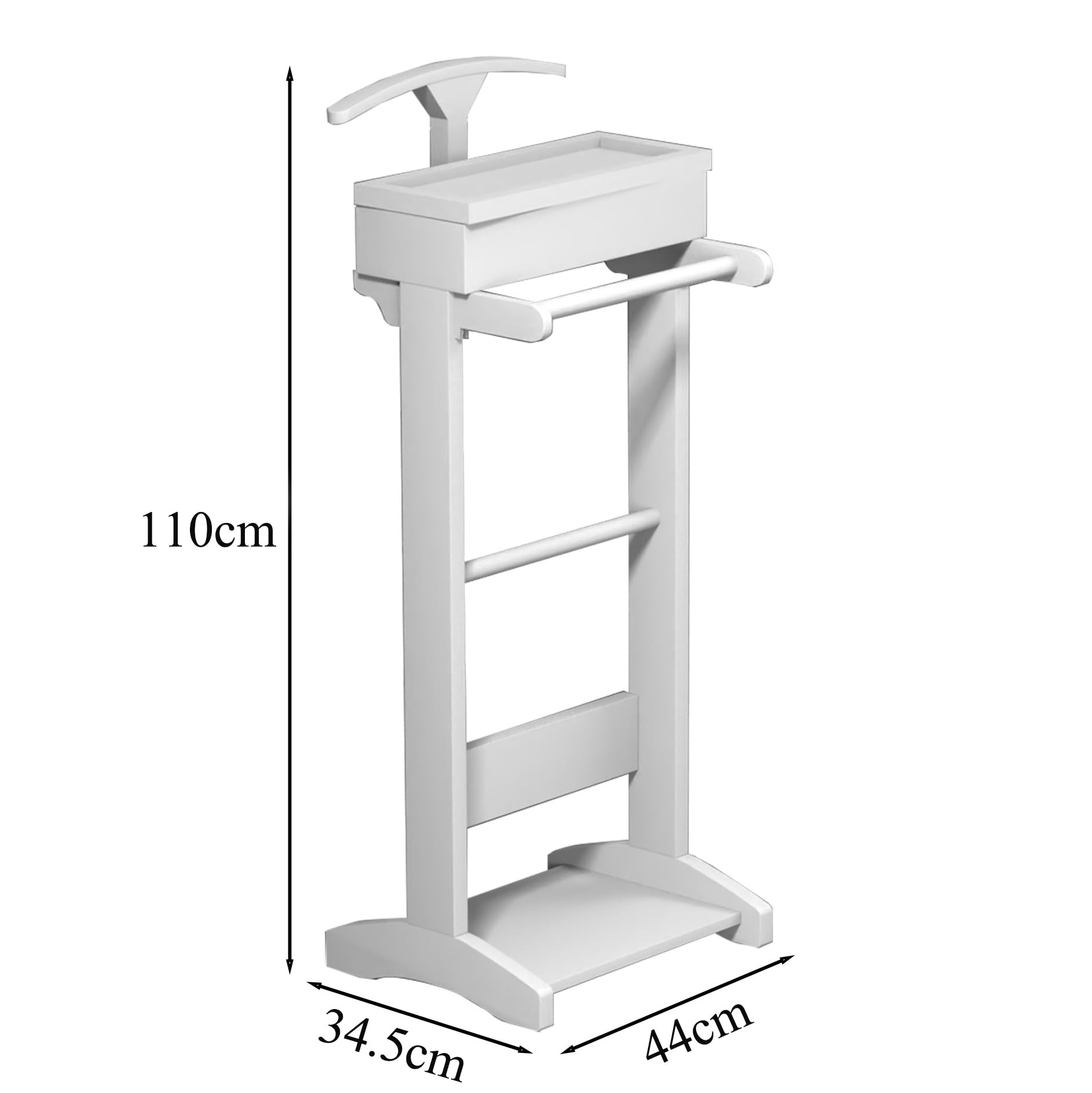 Porte-vêtements en bois avec base robuste, porte-manteau multifonction avec tiroir supérieur et compartiments de rangement pour bureau, chambre à coucher, salon