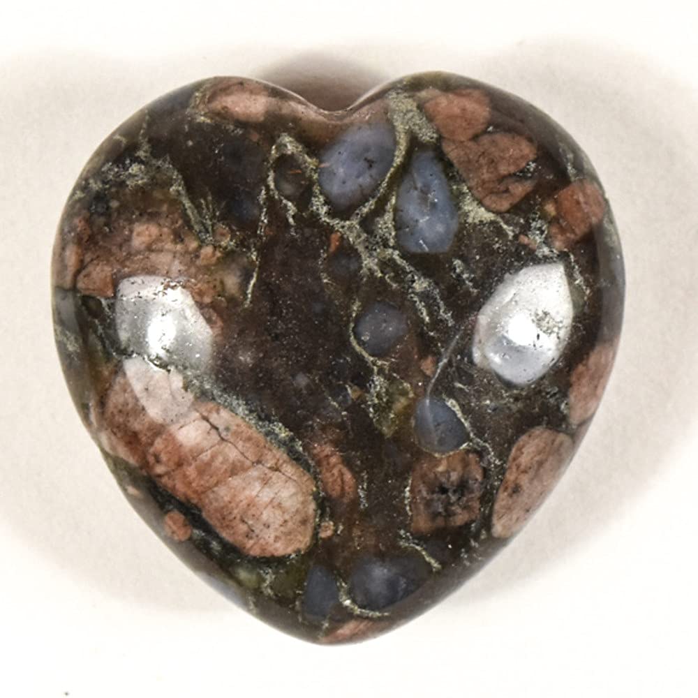HQRP-Crystal 1PC Heart Aquamarine Lapis Lazuli Agate Quartz Chalcedony Mookaite Laradorite Jasper Aventurine Sodalite Amber (Orange Black Blue Llanite
