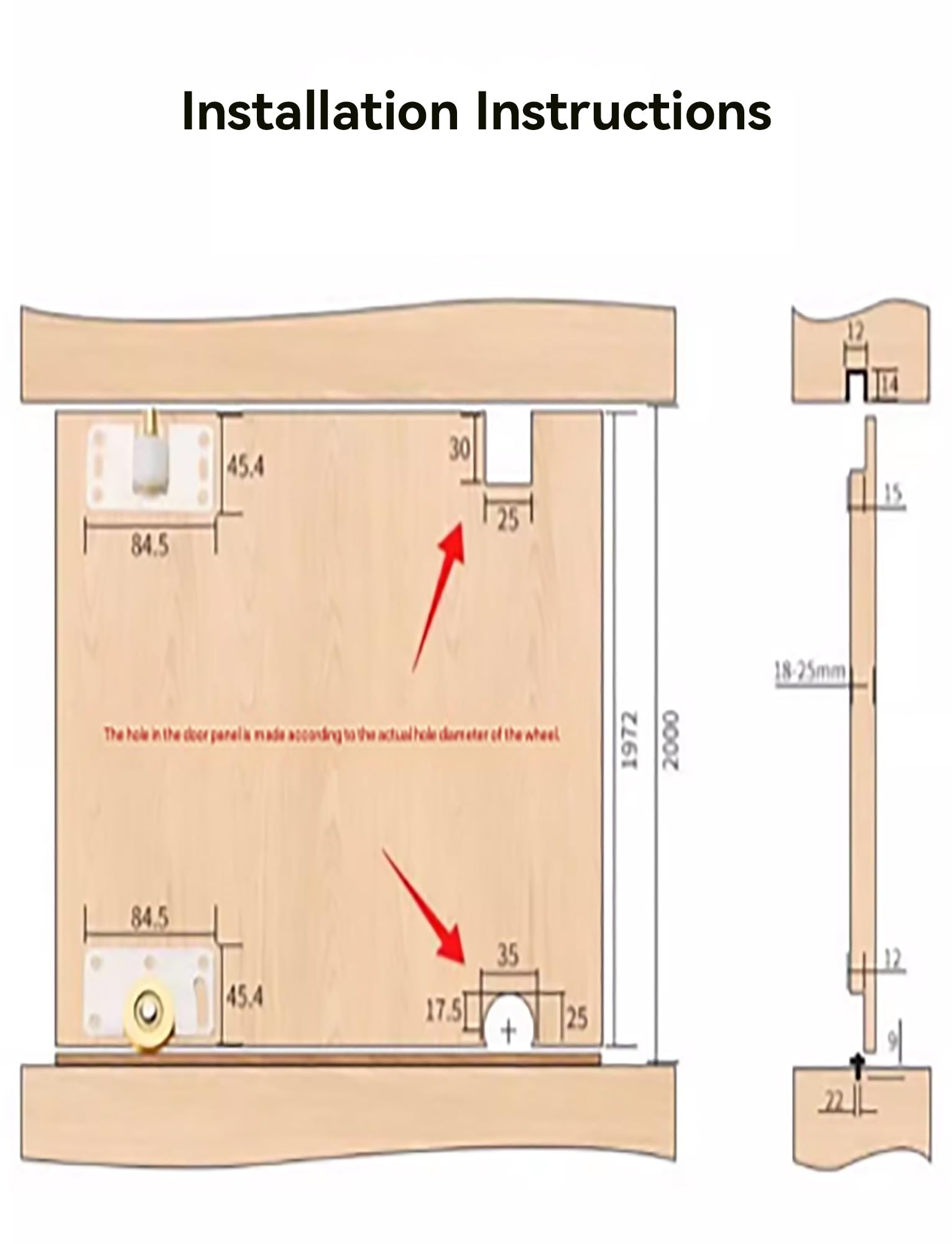 Sistema de riel para puerta corredera de armario, poleas de carga de 66 libras, corredera de doble riel para un funcionamiento suave, rieles superiores e inferiores para armarios y puertas