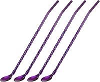 Vista 8 de uxcell Pajitas de cuchara de acero inoxidable, 4 pajitas de metal reutilizables de 8.6 pulgadas con mango largo para batidos y cócteles, color negro