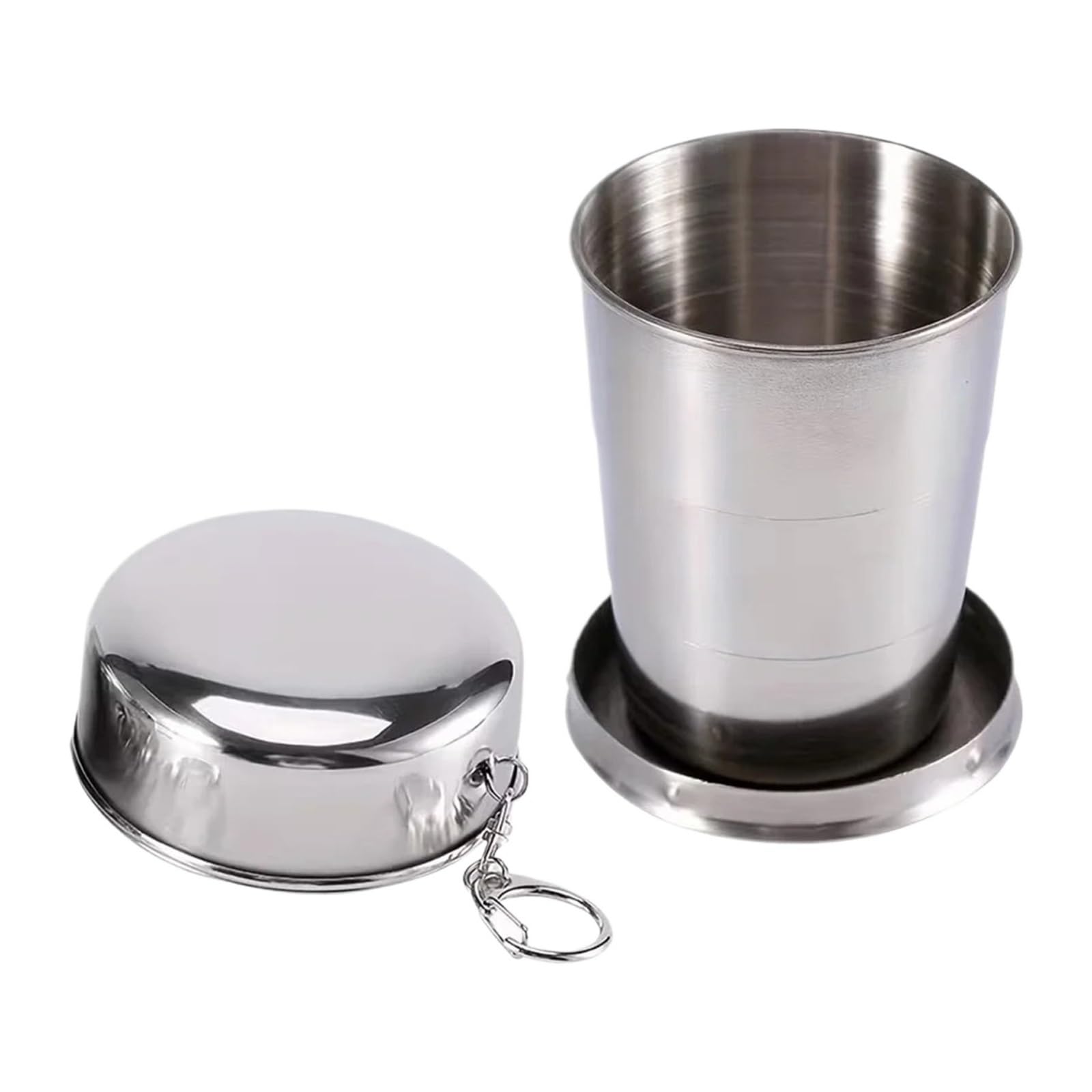 Zusammenklappbarer Edelstahlbecher Schnapsglas aus Edelstahl | Faltbarer Taschenbecher mit Schlüsselanhänger, tragbarer Trinkbecher for Reisen/Outdoor(Color 6)