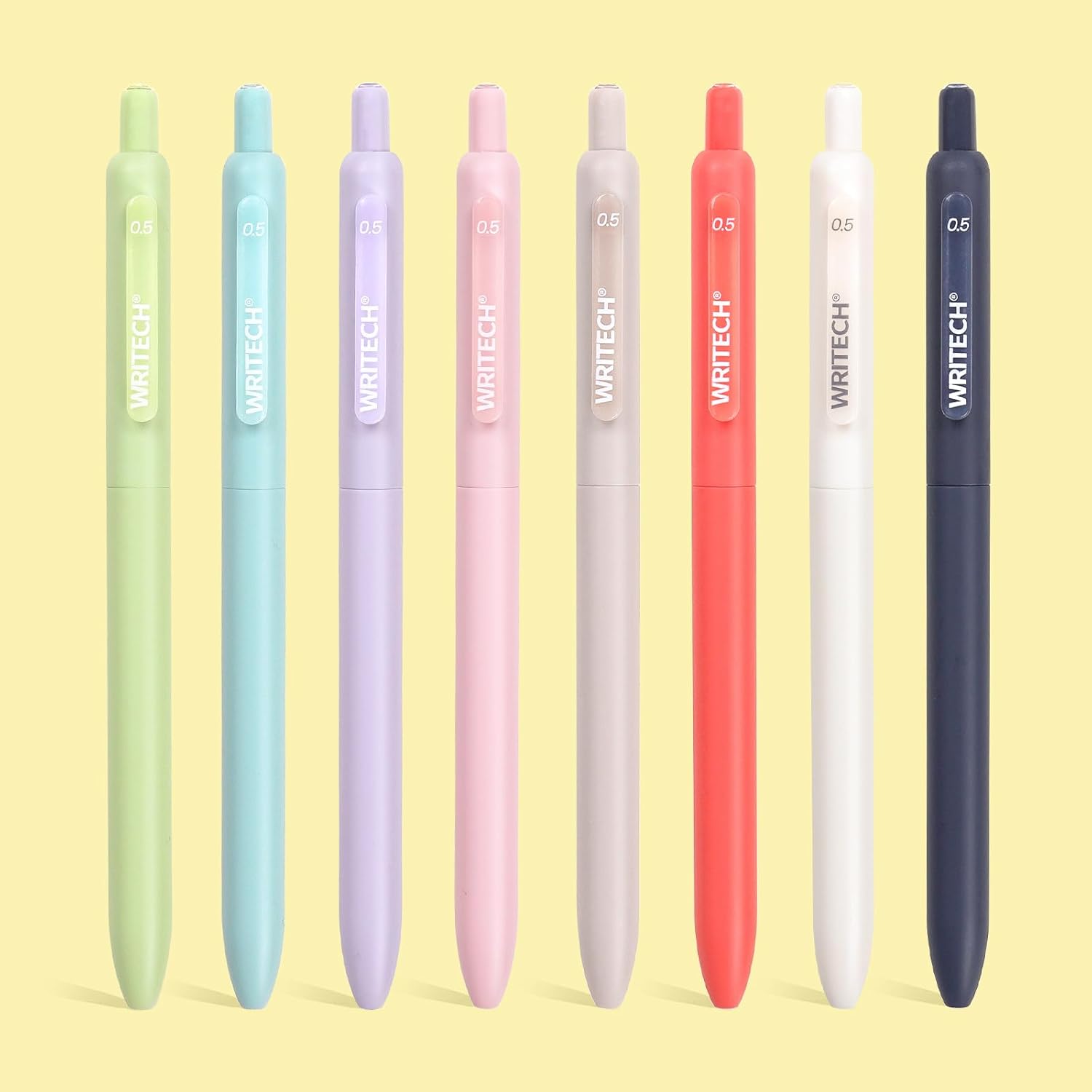 WRITECH Gel Pens Fine Point: Retractable 0.5mm Multicolor Ink 8ct Silent Click No Smear Smudge Extra Smooth Writing Bullet Tip Colored Pen Non Bleed for Journaling Note Taking Drawing - Image 7