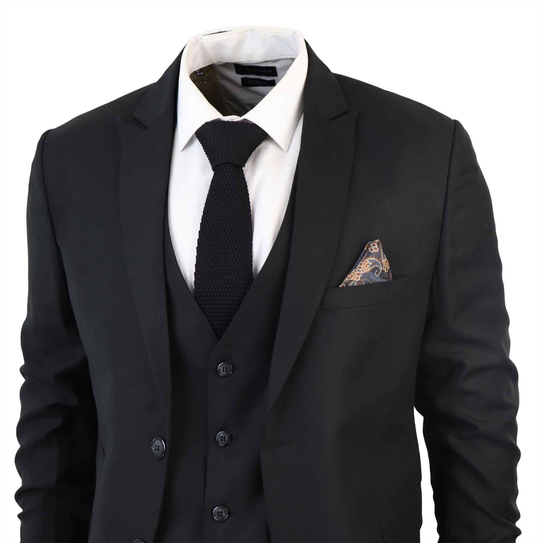 Completo classico nero da uomo, 3 pezzi, su misura, vintage, per ufficio, funerale, sicurezza, cameriere, matrimonio