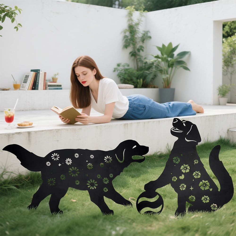 Décoration De Jardin En Métal Pour Chien (lot De 2), Piquets Décoratifs