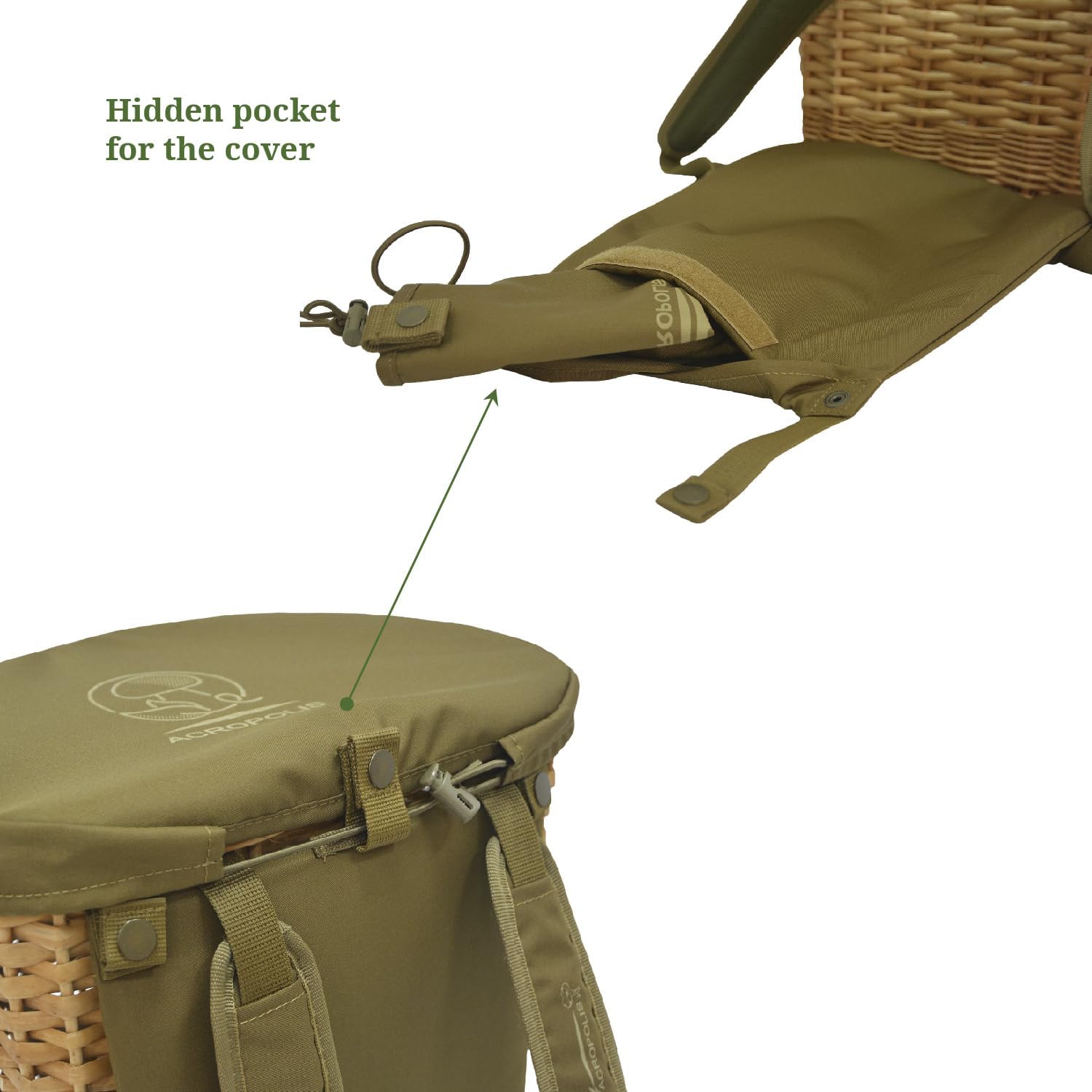 Acropolis Wicker Forest Forager Bag 3-In-1 Travel-Friendly Forager Kit – - Handcrafted Foraging Basket For Wild Mushroom Picking, Mini Rucksack, Mesh Bag For Morels, Portable Outdoor Gear