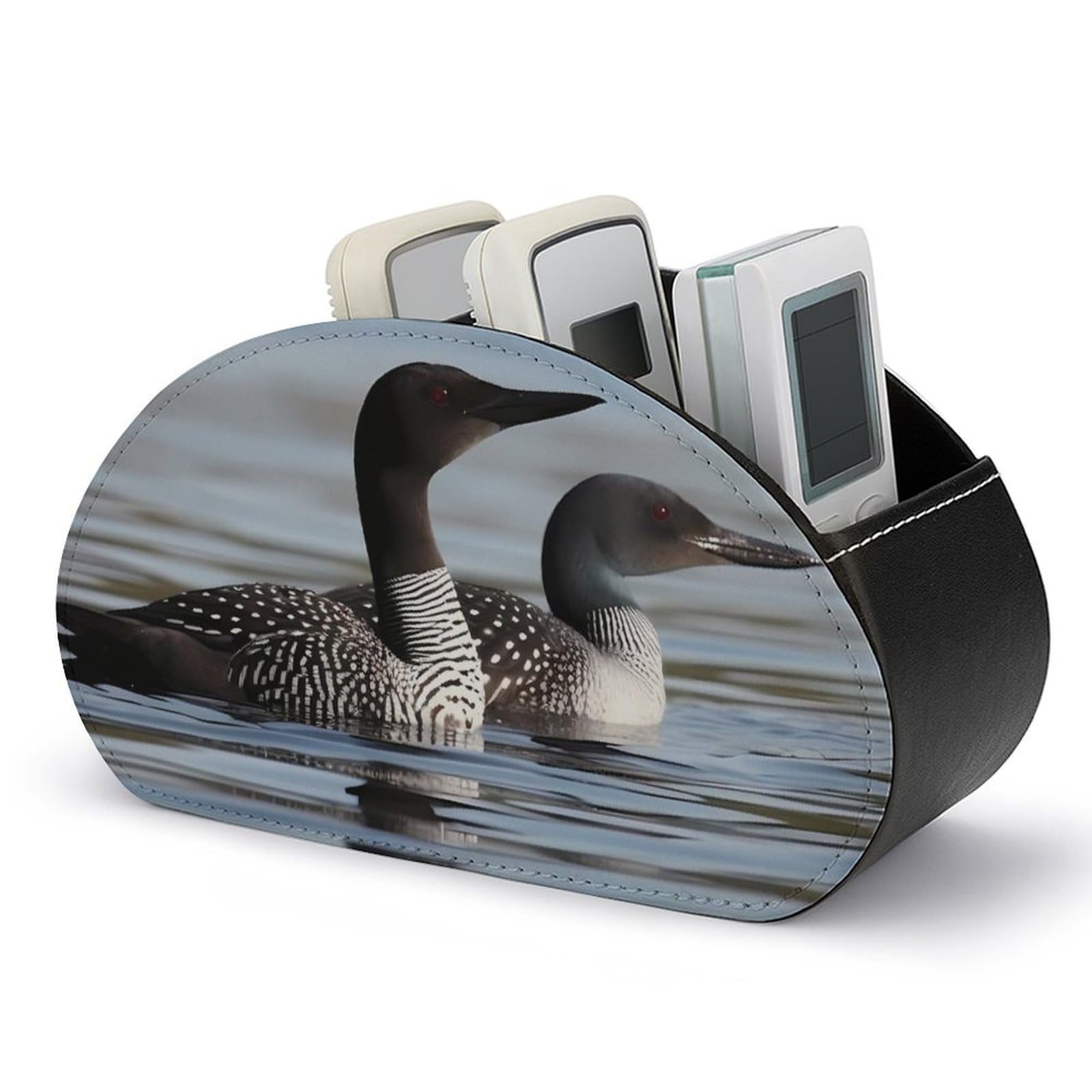 Support de télécommande en cuir PU L001 avec 5 compartiments pour organiser le salon