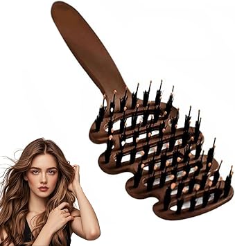 Bristle Hair Brush,Soft Boar Bristle Hair Brush, HairBrush for Women, HairBrush Boar Bristles,Wooden Comb, Everyday Brush Enhance Shine & Health Brown