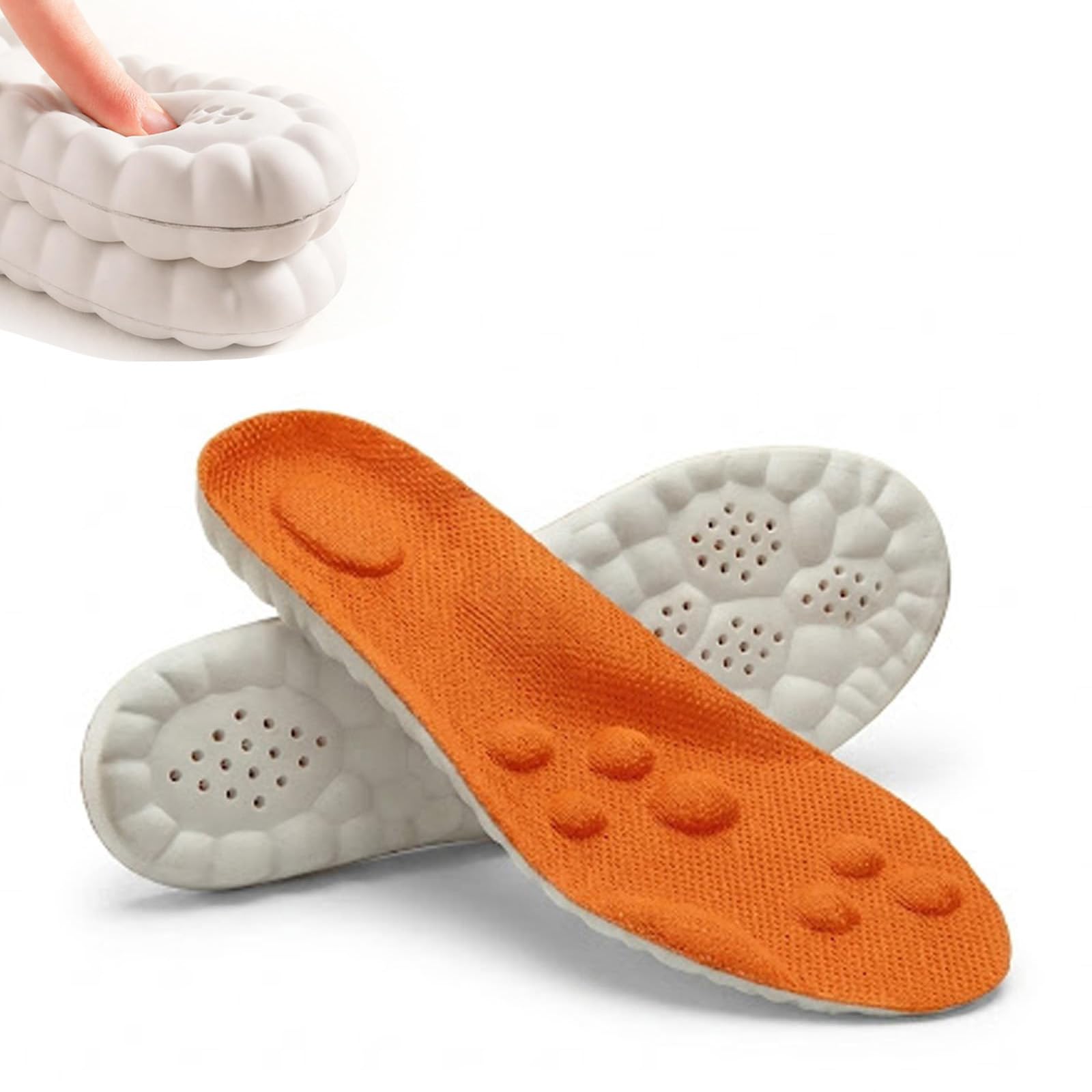 Stepz Entlastungssohlen mit Massageeffekt, Stepz Einlegesohlen, Linderung von Beschwerden an der Ferse, Strukturiertes Druckentlastungsdesign, Schuheinlagen Weich für Damen und Herren (Orange, 39-40)