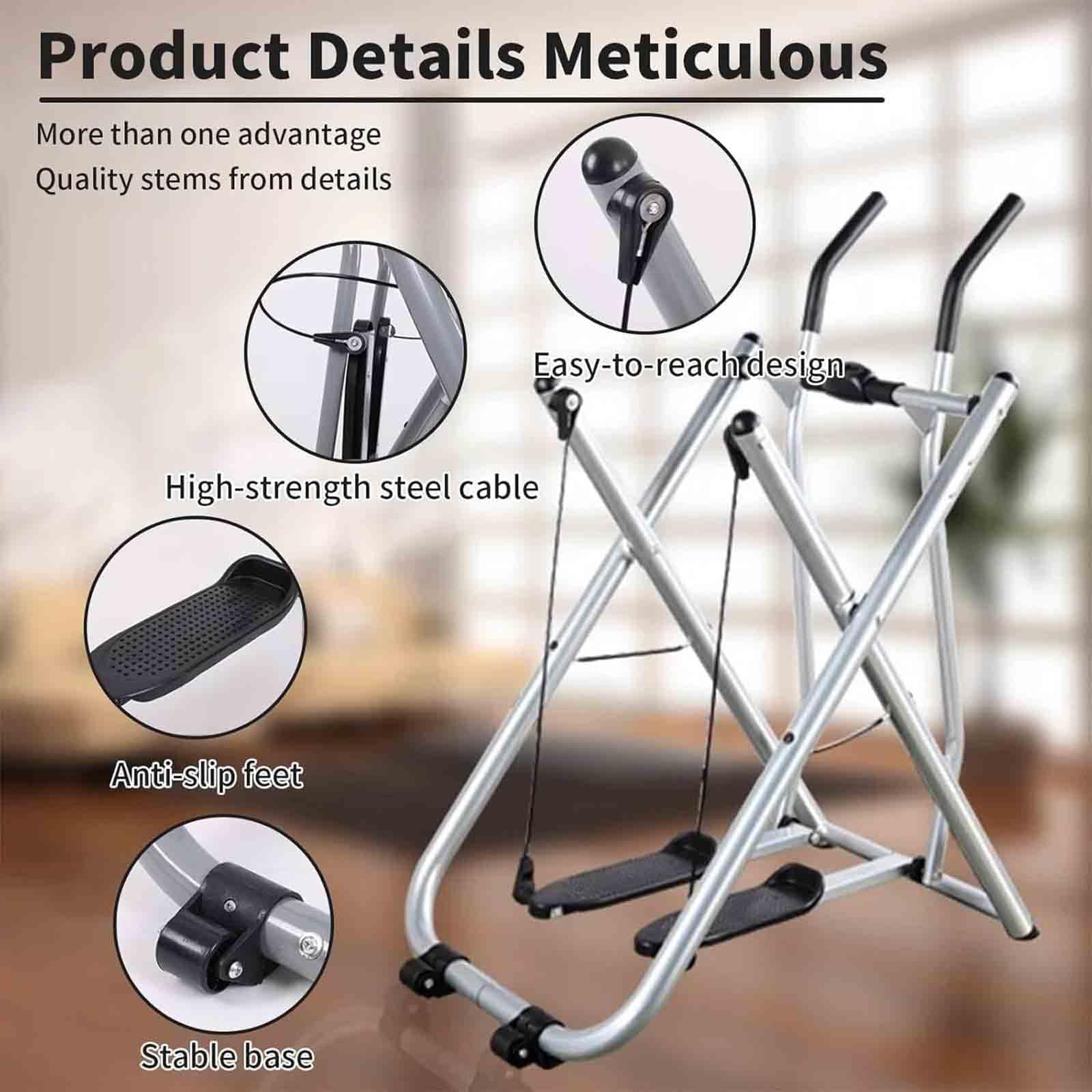 Entrenador cruzado portátil 2 en 1 de Air Walker, máquina de ejercicio de cuerpo completo plegable compacto para entrenamientos de cardio en el hogar y de oficina, solución de bajo impacto y ahorro de