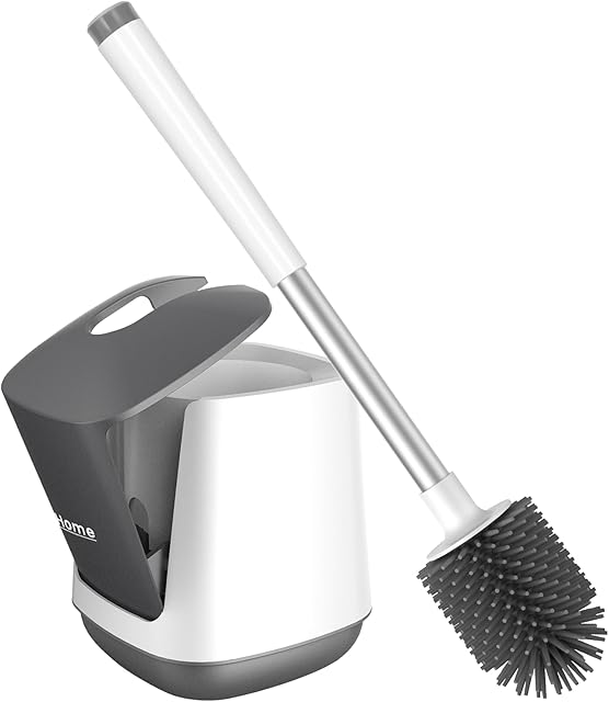 NileHome Silicone Toilet Brush Toilet Bowl Brush and Holder Toilet Cleaner Brush with Silicone Bristles Ventilated Toilet Brushes for Bathroom with Holder for Toilet Scrubber Cleaning