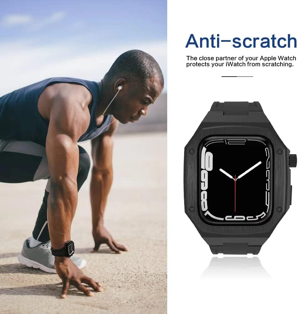 Stainless Steel Metal Protective Case Strap All-in-one Kit，For Apple Watch 9 8 7 45mm 6 5 4 SE 44mm 45mm Series Watch Upgrade Replace Strap Watch Strap