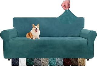 CHELZEN Samt Couchbezüge 3-Sitzer Dicke Stretch Sofa Bezüge für Hunde Haustiere rutschfeste Sofa Slipcover Waschbare Möbel Schutz für Wohnzimmer (3 Sitzer, Pfauen Blau)