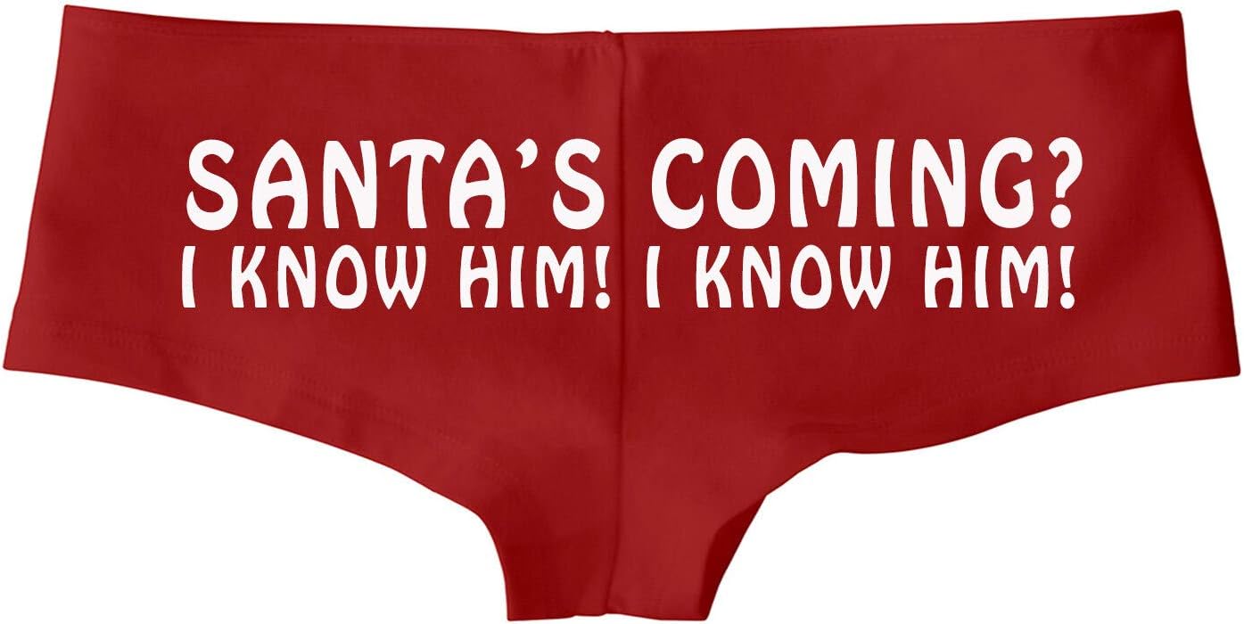 Santas Coming I Know Sexy Boy Booty Short Panties In Christmas Red