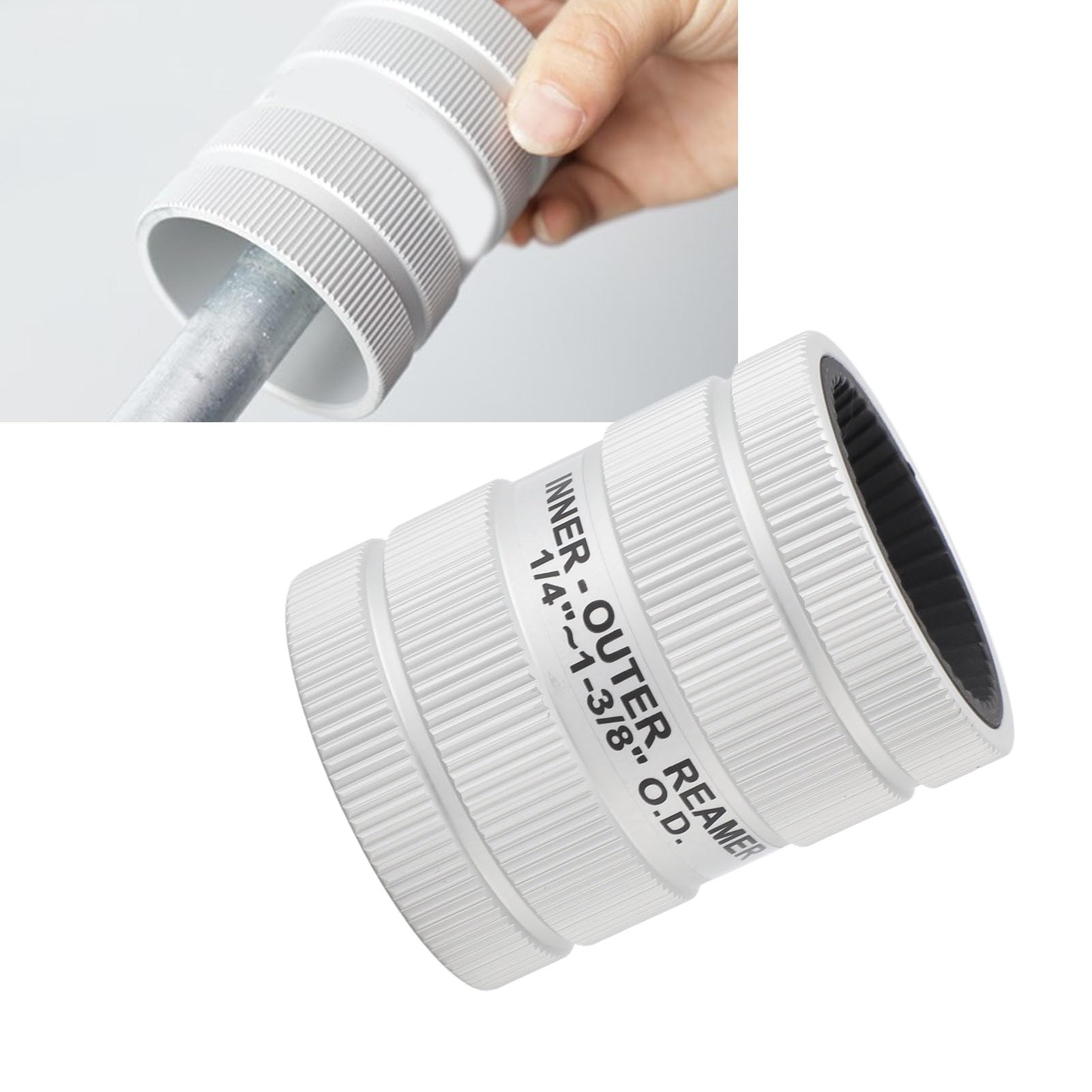 Alésoir pour tubes intérieurs et extérieurs, outil d’ébavurage de tuyaux en alliage d’aluminium pour tuyaux en acier inoxydable, outil de chanfrein ergonomique au design précis pou (S)