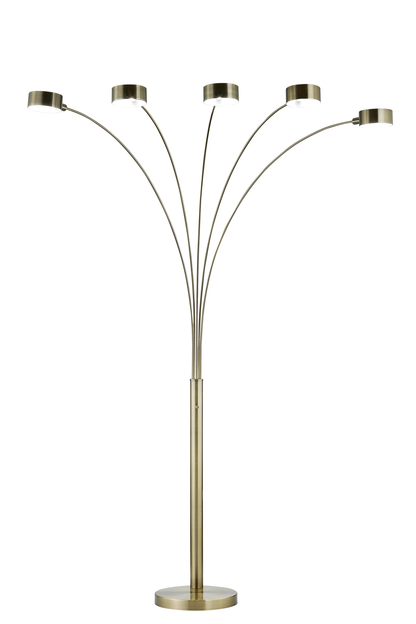 Artiva USA "Micah Pro 300W Antique Brass LED 5-Arched Floor Lamp with ...