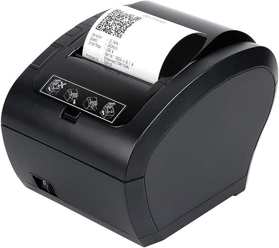 Mini Label Printer Auto Cutter Bluetooth Ethernet USB Port Support Cash Drawer ESC / POS 80mm Thermal Receipt POS Printer Black Printer Office Supplies Color: 306S USB RS232