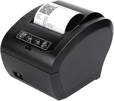 Mini Label Printer Auto Cutter Bluetooth Ethernet USB Port Support Cash Drawer ESC / POS 80mm Thermal Receipt POS Printer Black Printer Office Supplies Color 306S USB RS232