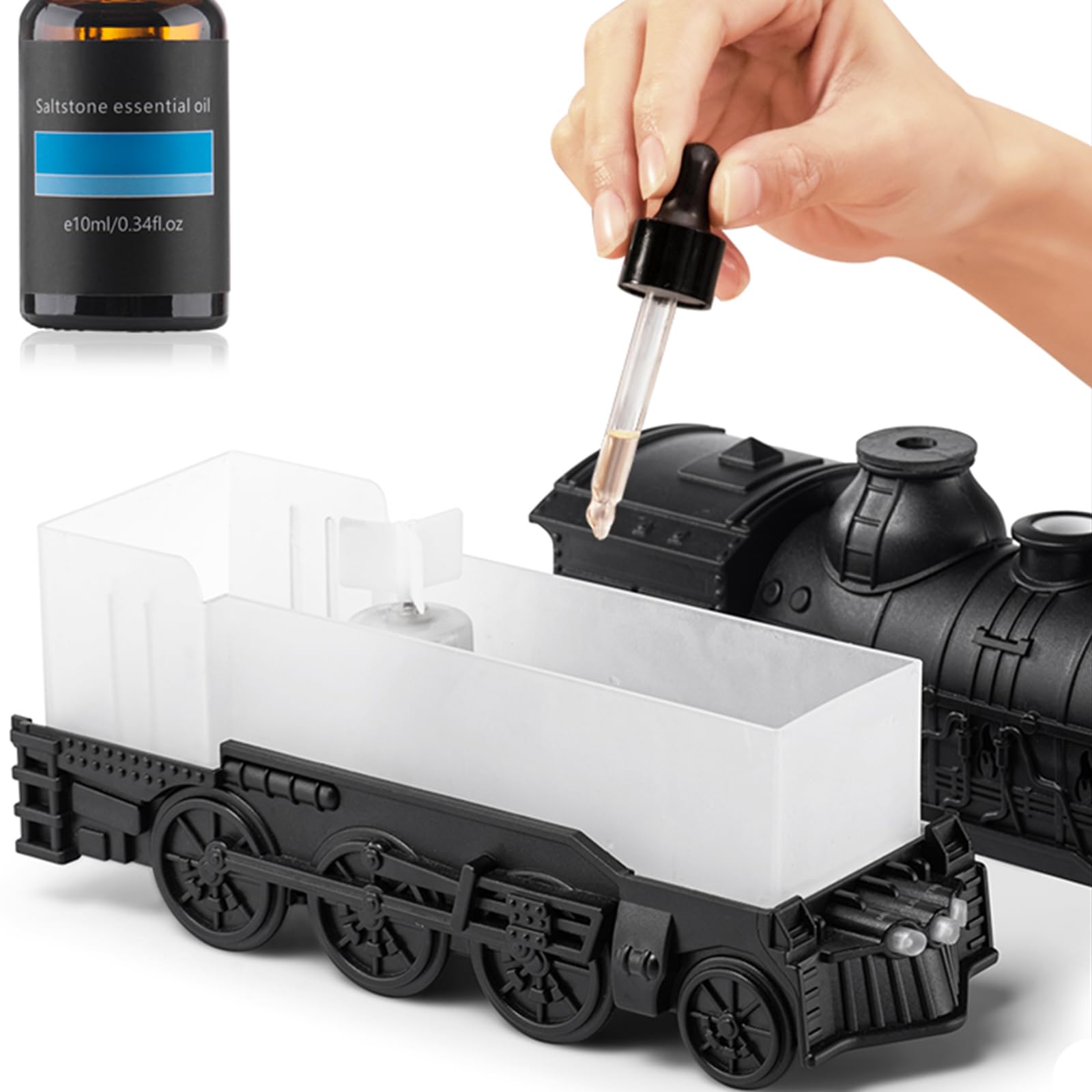 Retro Train Olejek Aroma Dyfuzor Ultradźwiękowe Nawilżacze (Czarny UK)