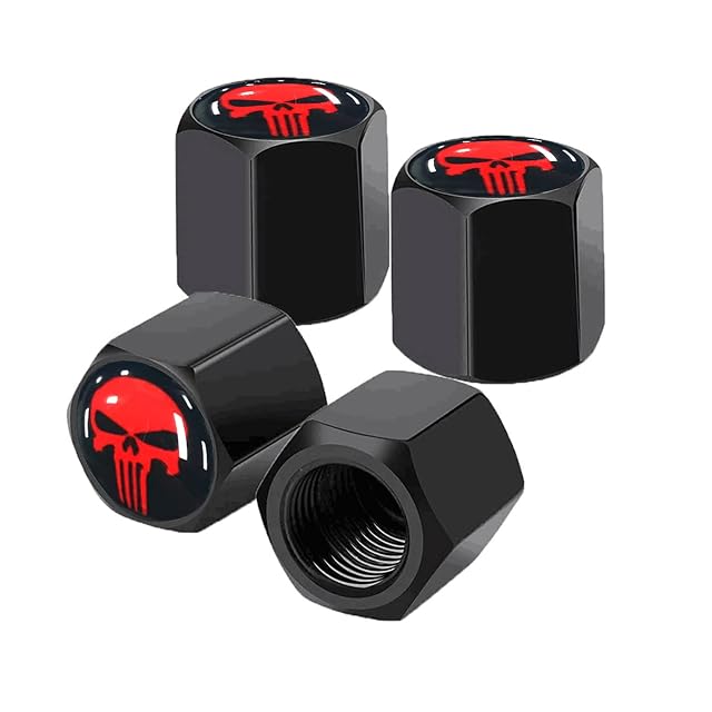 Ajxn 4 Pack Skull Car Wheel Tire Valve Stem Caps Airtight Dust Proof Covers Universal Tire Air Valve
