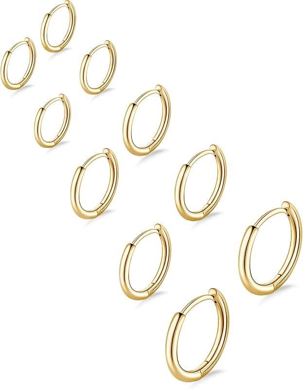 Pendientes de aro pequeños de acero inoxidable quirúrgico 316L, dorados y plateados, para mujeres y hombres, pendientes de hélice de cartílago hipoalergénicos para orejas sensibles, bonitos pendientes de aro pequeños de caracola para múltiples piercings, regalo de joyería de 6 mm a 12 mm