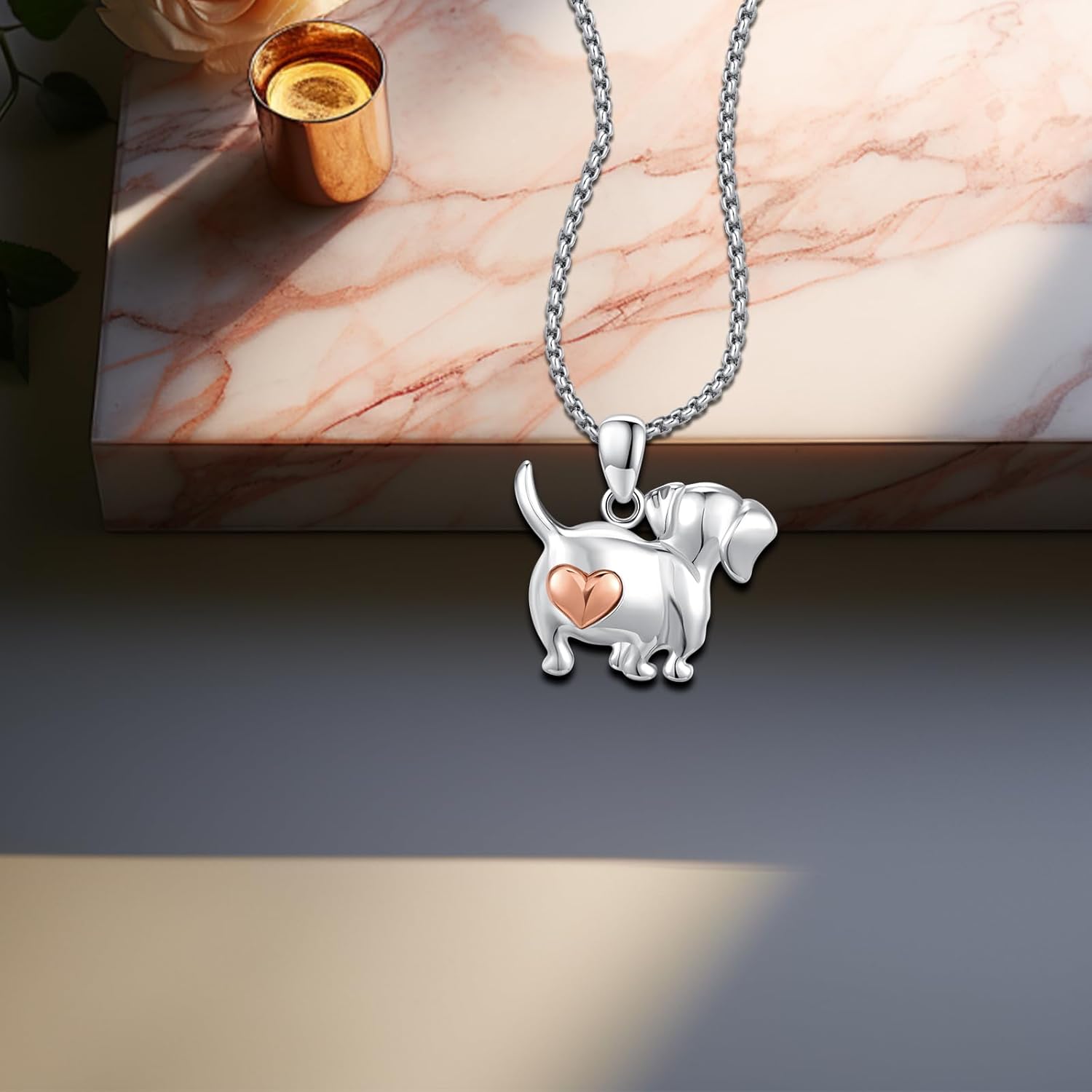 Dachshund Necklace,Dog Necklace for Women 925 Sterling Silver Dachshund Weiner Pendant Cute Animal Weener Charm Jewelry Gifts for Mom Wife