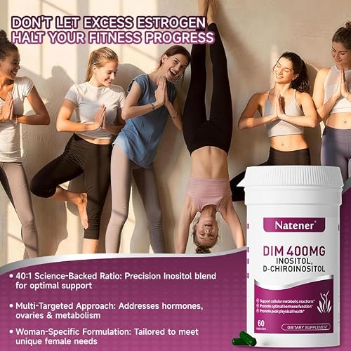 Natener 9-in-1 400mg DIM Supplement with 400mg Inositol, 10 mg D-chiroinositol, 200mg Folic Acid - Estrogen Balance for Women*, Hormone & Metabolism Support*, Ovarian Health Support* — view 6