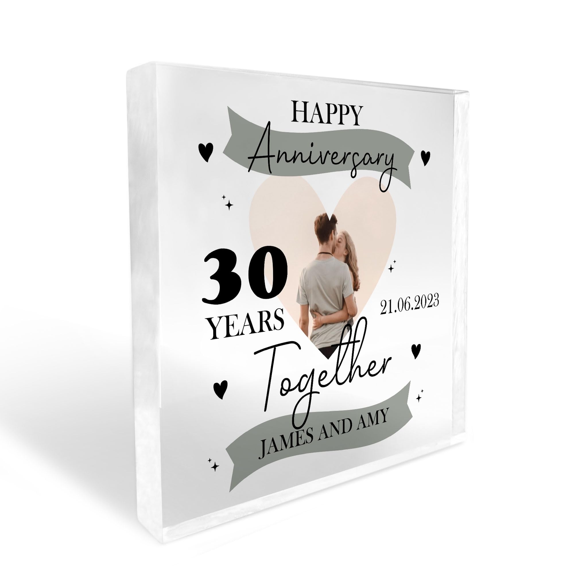 Red Ocean 30th Wedding Anniversary Personalised Photo Block Husband Wife Gift For Him Her Anniversary Present Keepsake