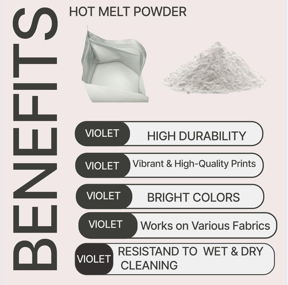 DTF Powder 1000g – White Hot Melt Adhesive Powder for All DTF Printers, 1-KG Digital Transfer TPU Powder for Sublimation Film, Cotton, Polyester, Fabric T-Shirts–Washable & Durable DTF Transfer Supply