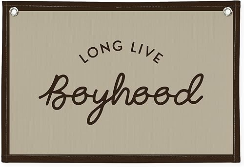 Miniatura 47 de Long Live Boyhood - Decoración de habitación de niños, color verde salvia, cuarto de niños, sala de juegos, bandera de lienzo de lino para colgar en