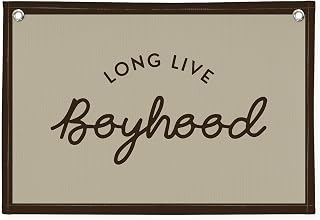 Vintage Boys Room Decor Long Live Boyhood Linen Banner,Nursery Playroom Wall Decor Hanging Flag Banner, Kids Bedroom Living Room Dorm Toddler Decorations Trendy Room 30x20 boyroom