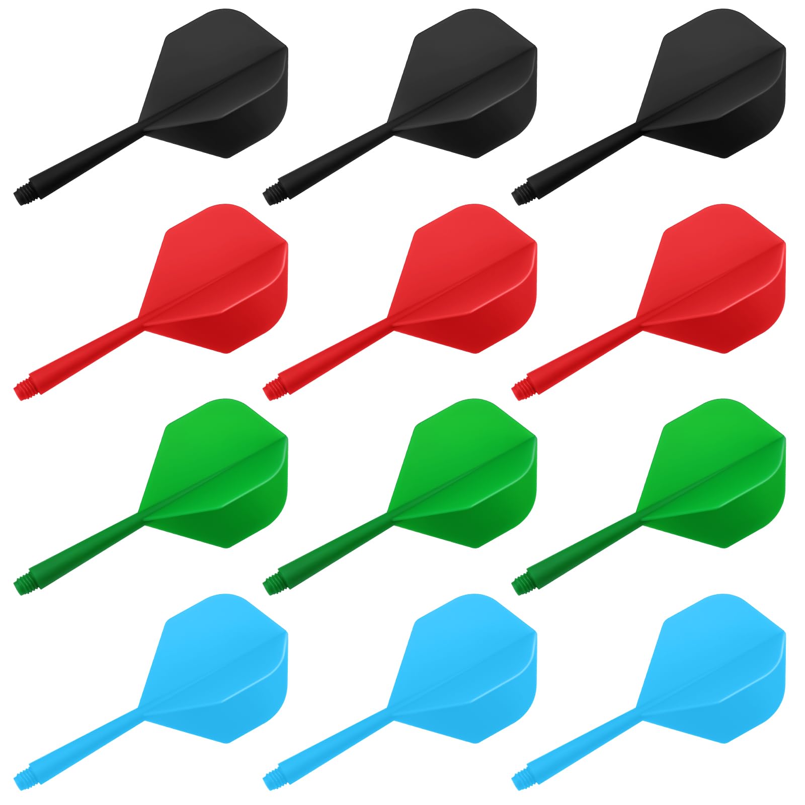 flintronic 12PCS Eje de Dardo Integrado y Plumas Medianas, Cañas de Dardos y Plumas de Una Sola Pieza, Vuelo de Dardos y Ejes de Dardos Combo, Accesorios Profesionales Dardos